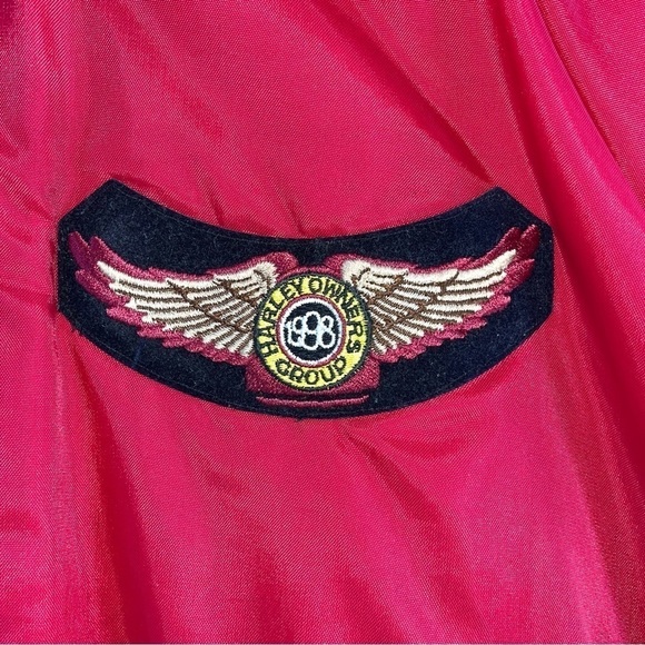 Vtg Harley Davidson Owners Group Red Bomber Nylon Jacket Made In USA Sz XXL - Picture 9 of 11